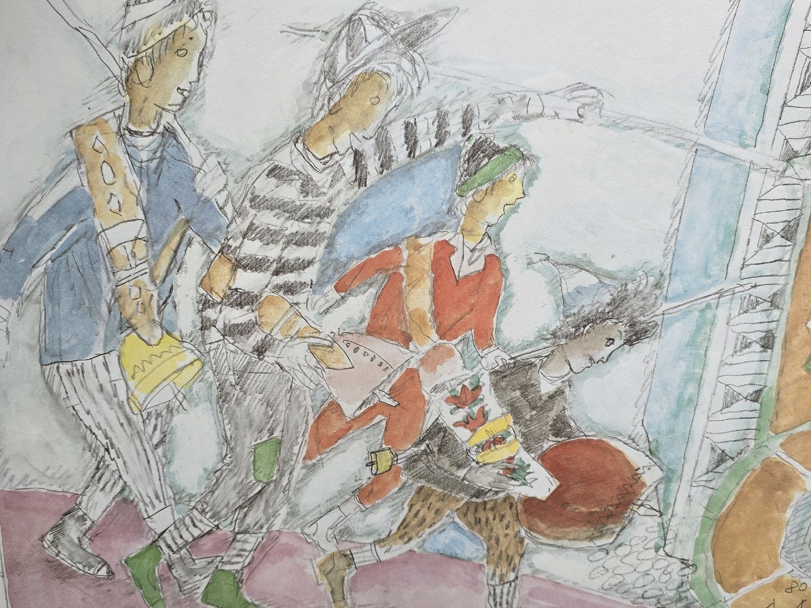 Gemälde: Jugendfest Chalanda Marz in GR  CA 1980 – Gebraucht aus Walkringen von Vanuca 1