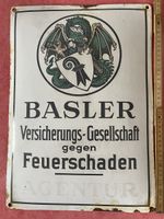 Emailschild antik Basel Drache Basilisk Versicherung Feuer