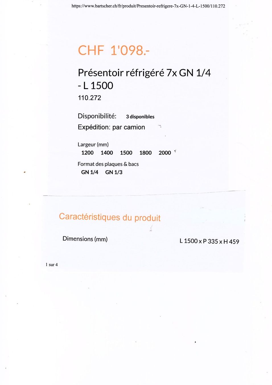 Bartscher Kühlschrank: PRESENTOIR REFRIGERE BARTSCHER – Gebraucht aus Orsières von reg_9wmb 1