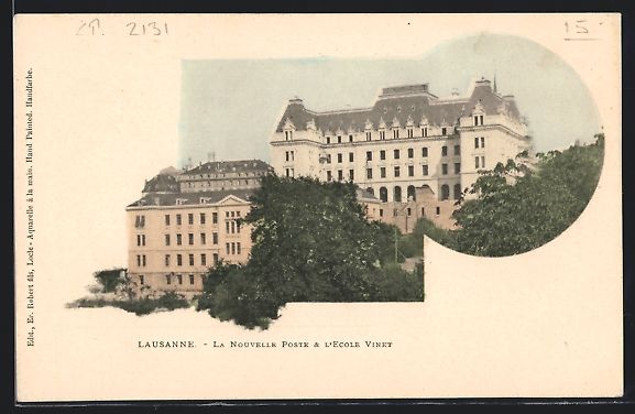 Ansichtskarten: Lausanne, La Nouvelle Poste, L'Ecole Vin – Gebraucht aus Berlin von bartko-reher