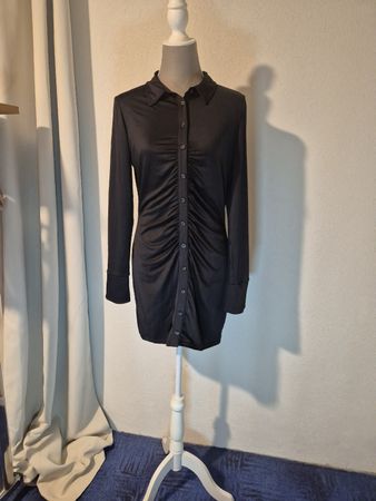 Damen Hemdblusenkleid schwarz gerafft Grösse L neuwertig
