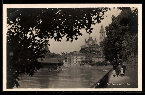 Ansichtskarten: AK Thun, Schloss, Kirche, 1929 – Gebraucht aus Berlin von bartko-reher