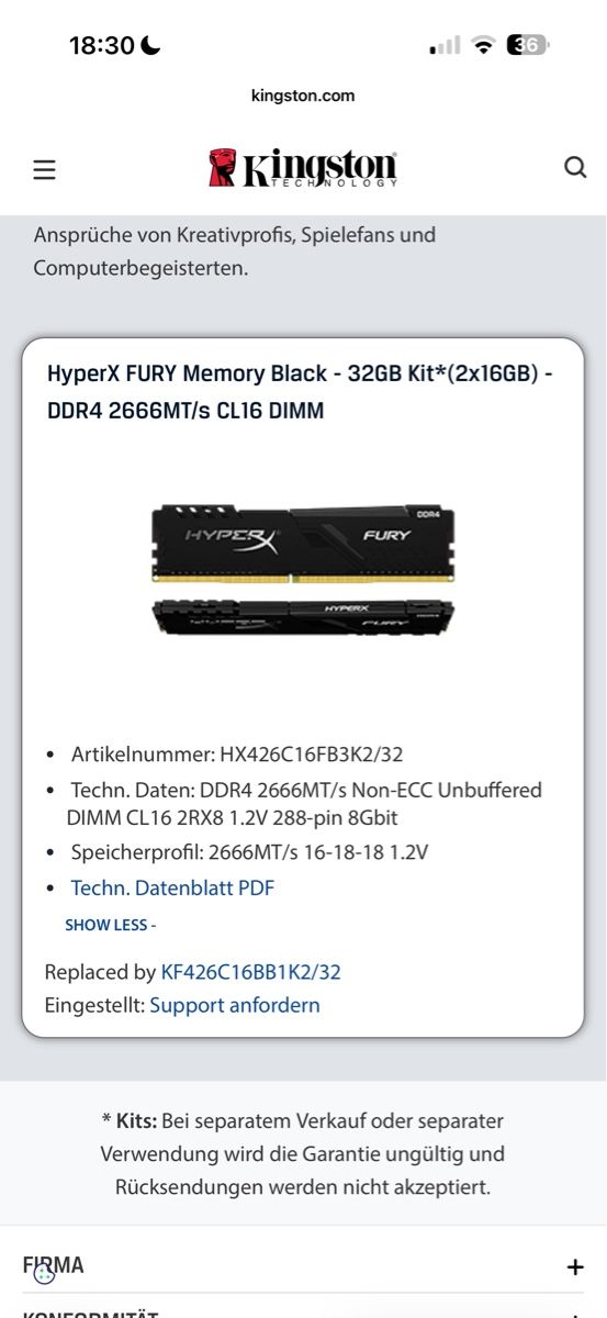 Hyperx Memoria / RAM: HyperX Fury Black DDR4-2666 – Usato da Bern venduto da has_5g6m 1