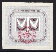 1945 Basler Taube-Block ZNr. W23 ET-gestempelt ʘ, KP 100.-