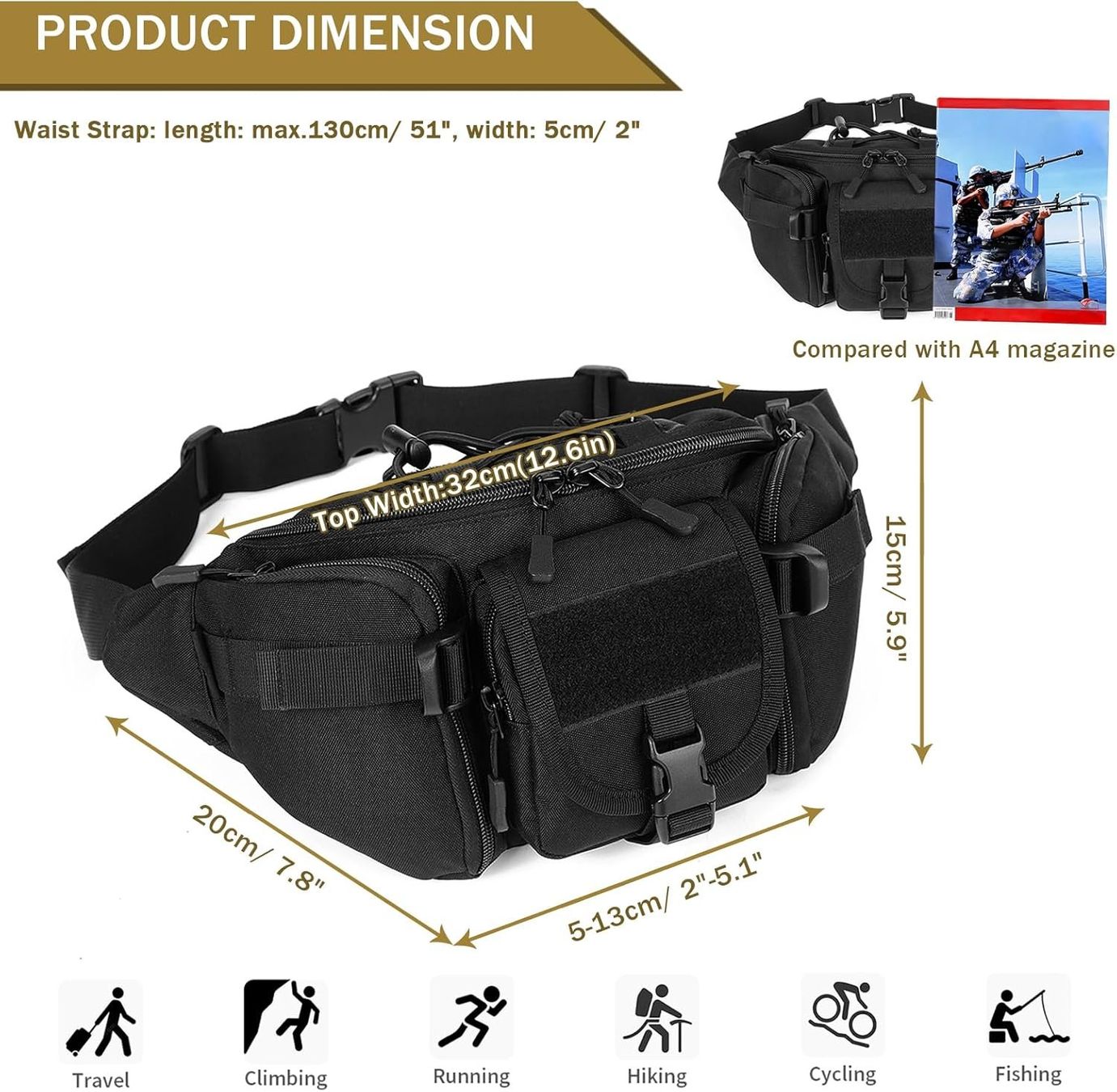 Borse: Taktische Bauchtasche Militär mit 5 Fächern Gürteltasche – Nuovo e nell'imballaggio originale da Genève venduto da Top-Trend 4