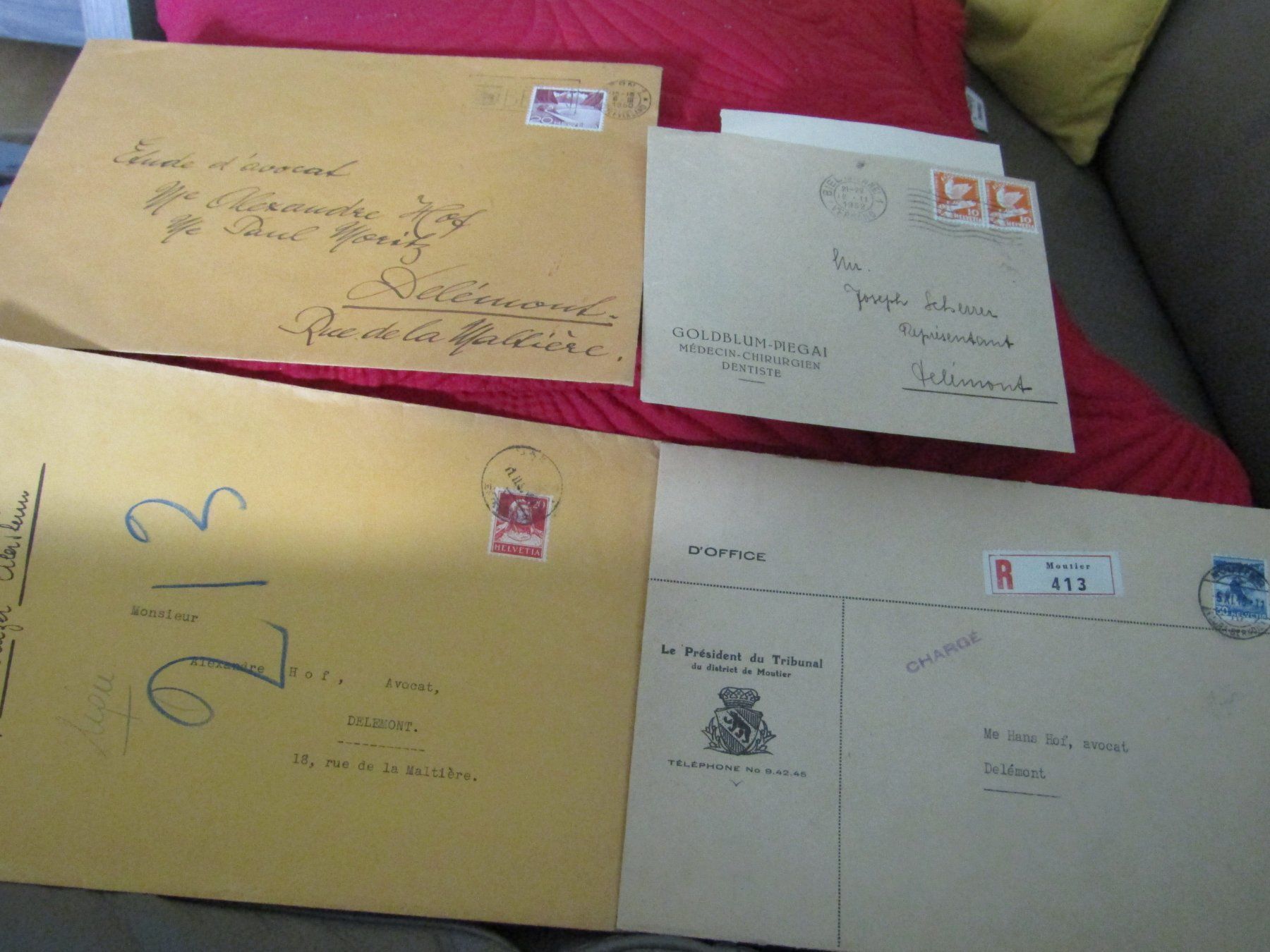 Buste & buste per spedizione: 4 enveloppes affranchies dès 1932 – Usato da Delémont venduto da mamygateau 1
