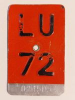 Velonummer LU 72 plaque Velo