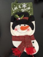 Weihnachtssocke "Let it Snow" Schneemann Deko