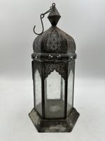 Vintage Laterne Windlicht aus Metall & Glas,