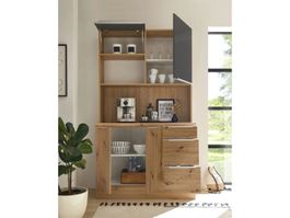 Buffetschrank Küchen Buffet Schrank Premium 120cm Grau Eiche