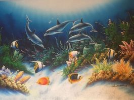 Aquarium-Bild handgemalt