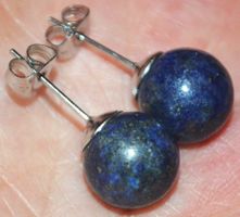 Ohrringe X-44 – Rund Kugel 10mm – Lapislazuli – 1 Paar