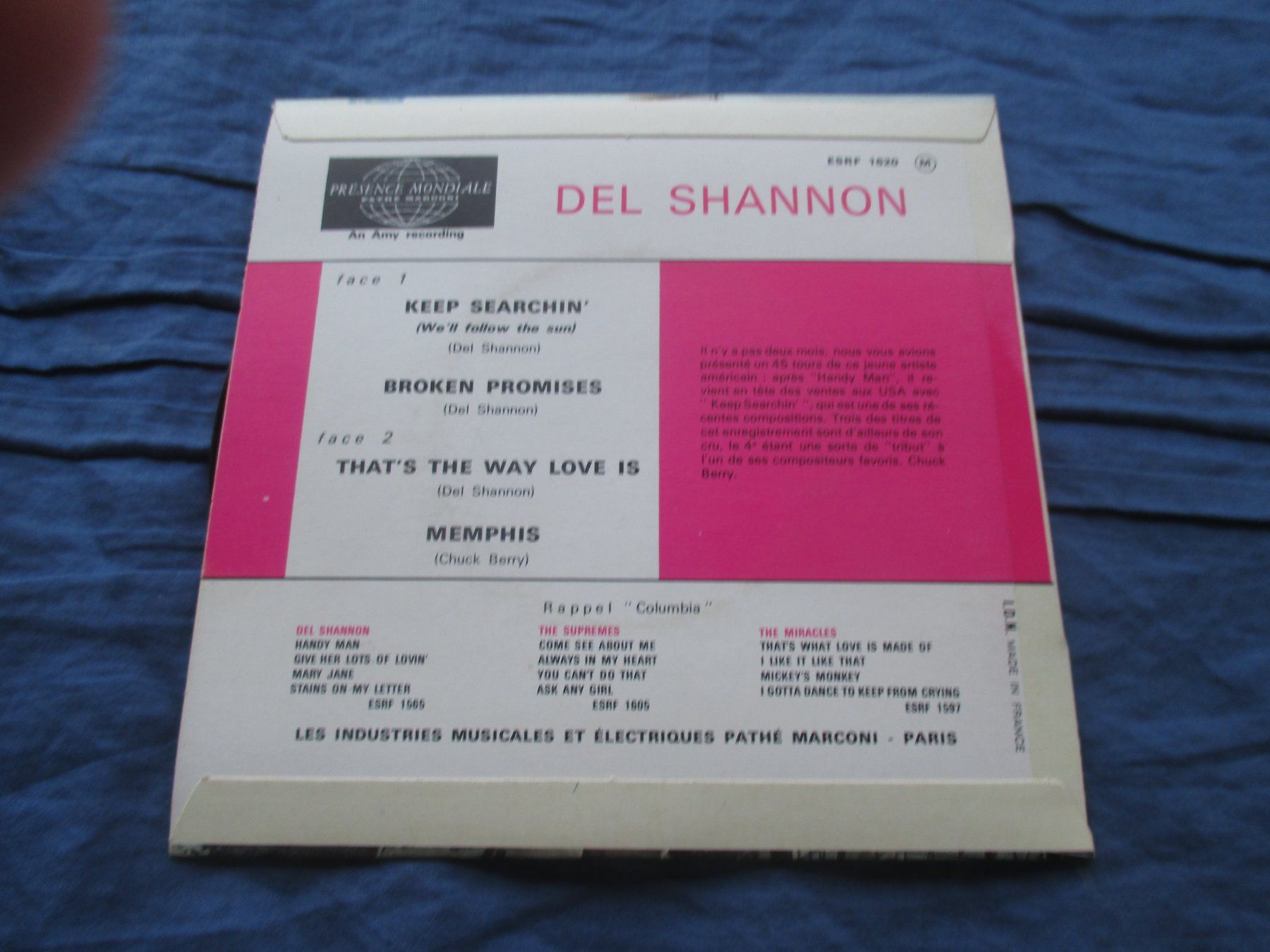 Dischi in vinile: Del Shannon EP Keep Searchin' – Usato da Colombier NE venduto da Nevenma 1
