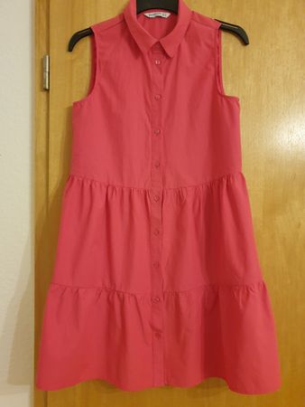 Robe boutonnée, S, rose sans manches, bon état, coton 46%