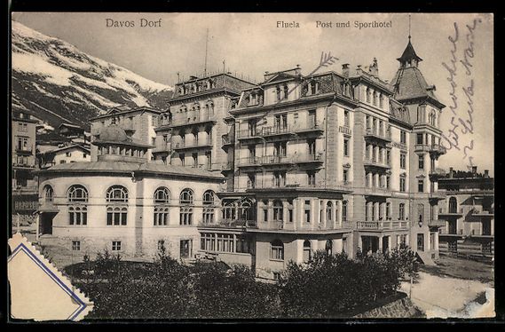 Ansichtskarten: Davos Dorf, Fluela, Post und Sporthotel – Gebraucht aus Berlin von bartko-reher