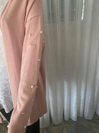 RARITÄT - stilvolle/edle Long Strickjacke mit Perlen, L