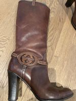 GUCCI Vintage Lederstiefel Gr. 38 1/2– Interlocking GG 