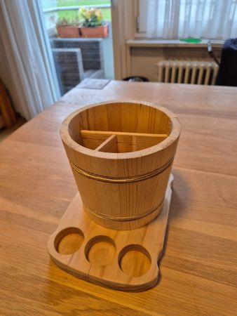 Holz-Küchen Organizer mit Tablett, Besteckhalter