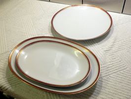3 Servierplatten, Keramik, rund + oval, Mitterteich-Bavaria