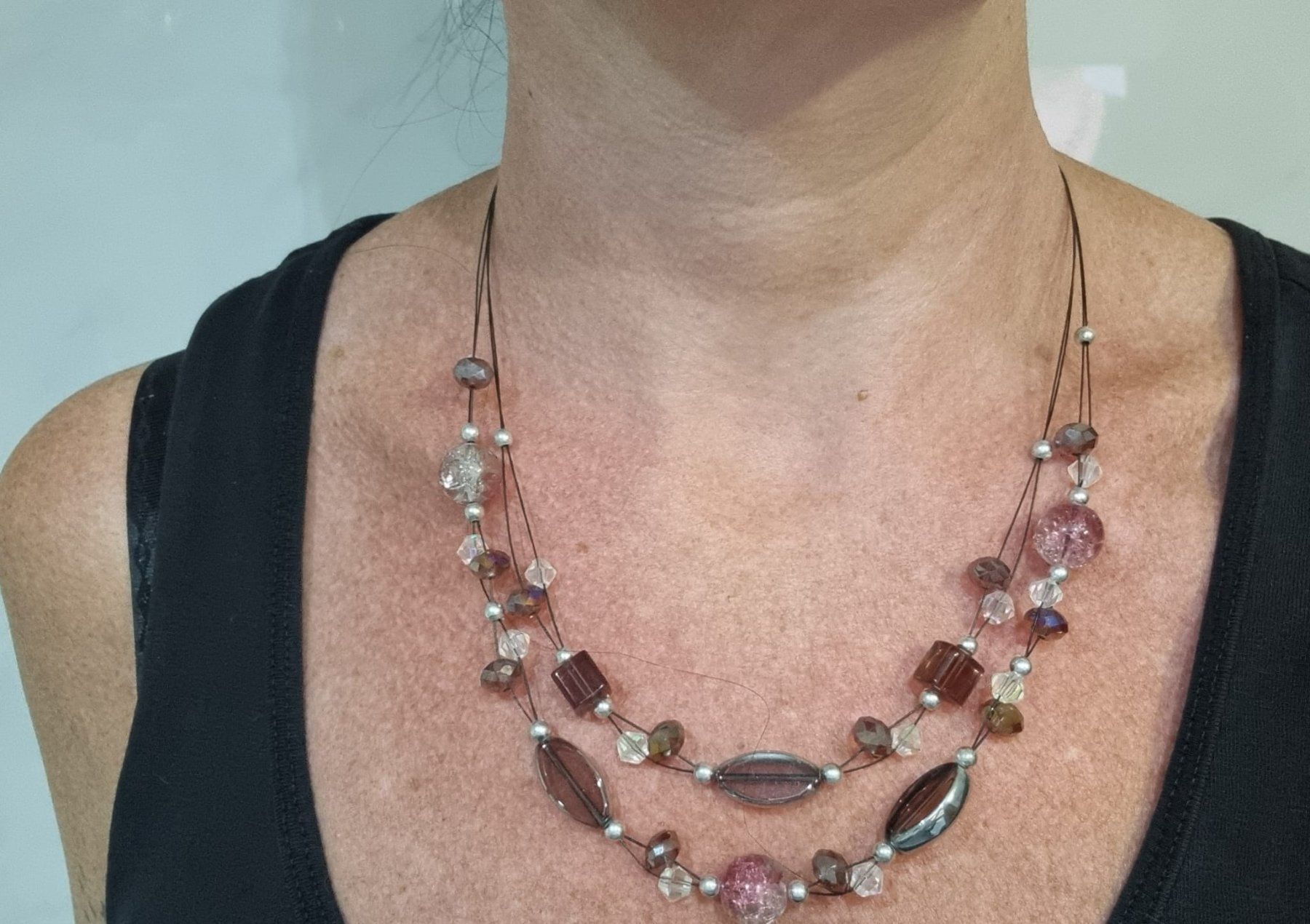 Ketten: Halskette + Ohrenringe bordeaux-silber – Gebraucht aus Balgach von priska2885
