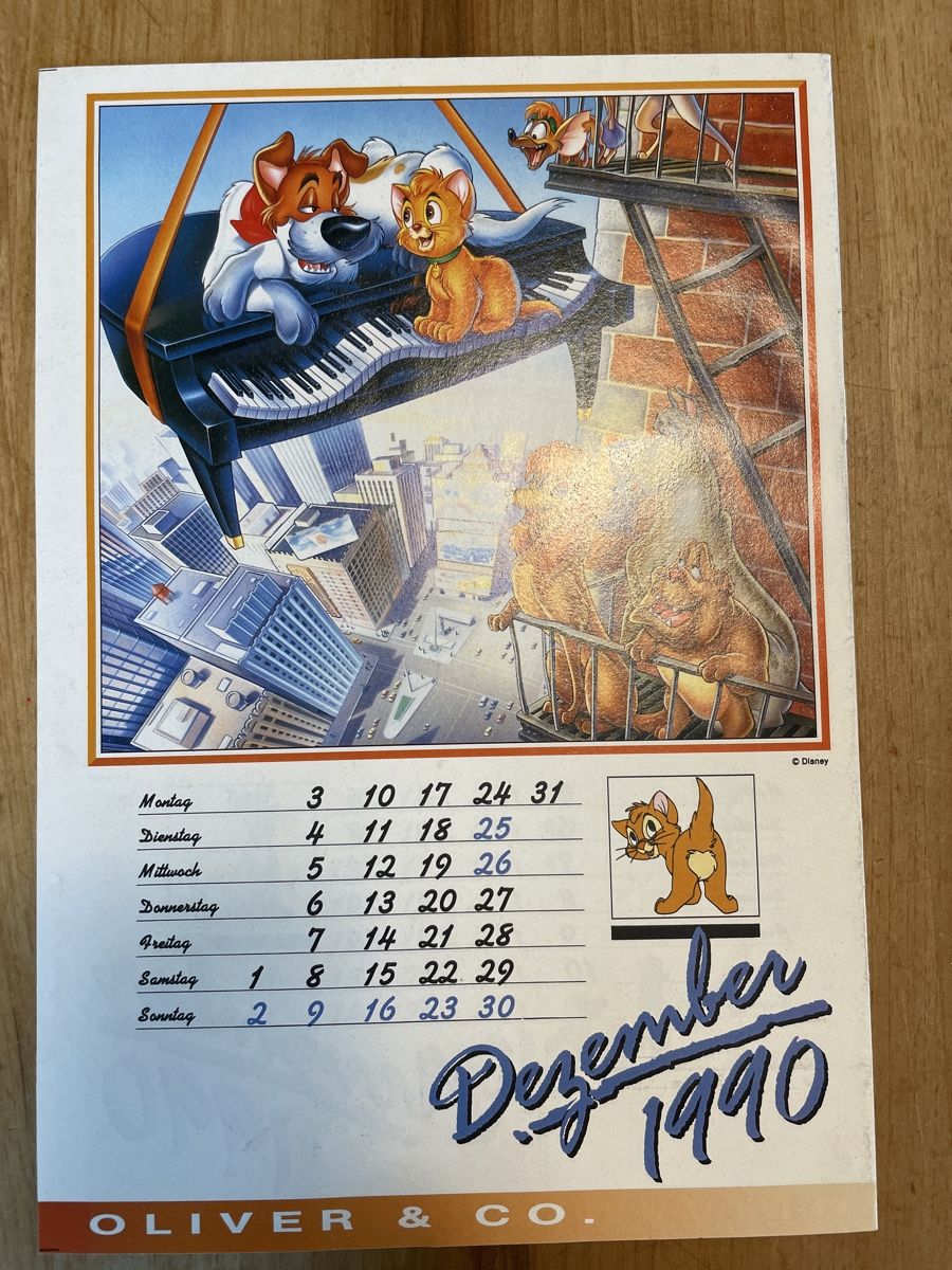Calendari: Oliver & Co. Filmkalender 1990 – Nuovo (secondo la descrizione) da Therwil venduto da rubininio 1