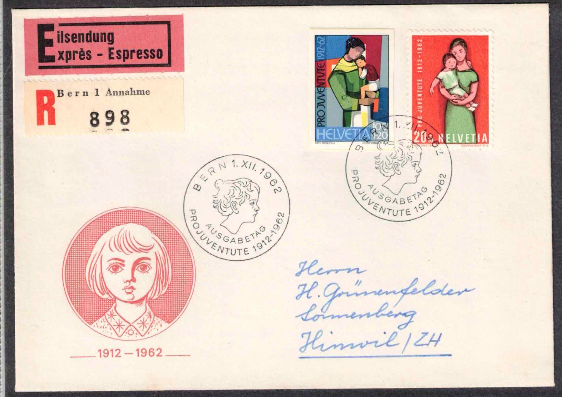 Alle Briefmarken: 1962 Pro Juventute Blockausschnitt auf Combo-FDC – Neu (gemäss Beschreibung) aus Nuglar von Stamp88
