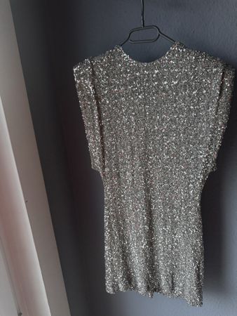Zara Pailletten Kleid Silber, Grösse L