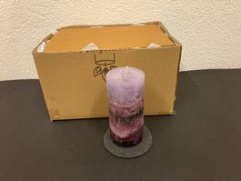Kerzen 12 Stück a je 6,8 x 14 cm,ca. 420g,Violett marmoriert