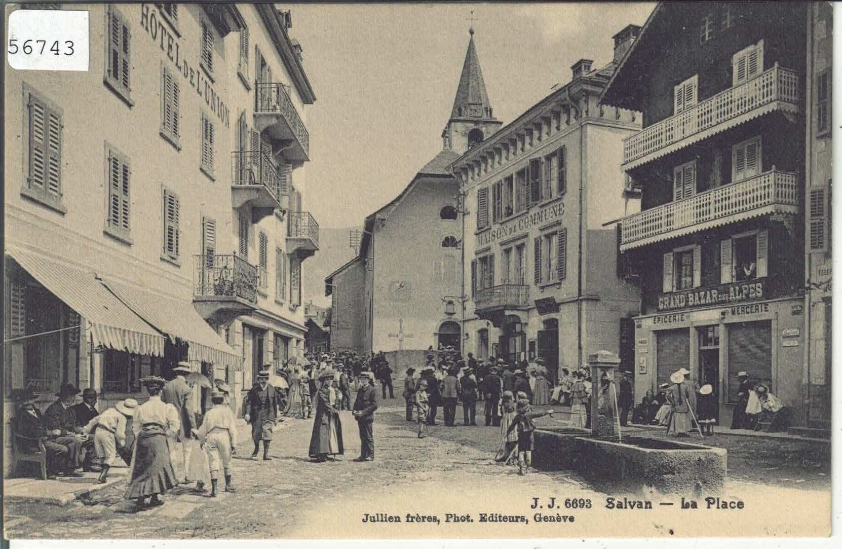 Cartoline postali: Salvan - La Place - animee – Usato da Ettingen venduto da Kartenplanet