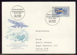 1963, FDC, Pro Aero, Sondermarke 25 Jahre Pro Aero