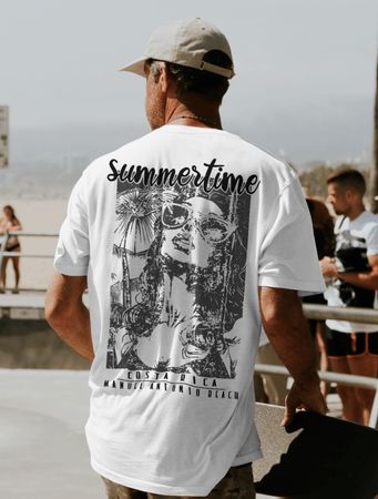 Tshirt Herren XXL weiss Rückenmotiv summer time beach frau