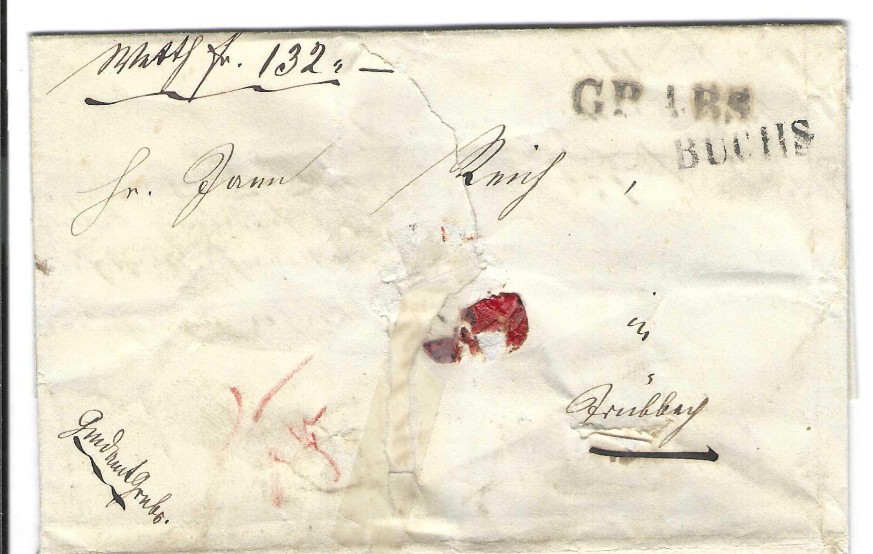 Tutti i francobolli: Faltbrief Grabs - Trübbach  1864 – Usato da Wildhaus venduto da Brunphil