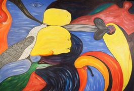 Gr. surreales Gemälde: Birds and the last fall