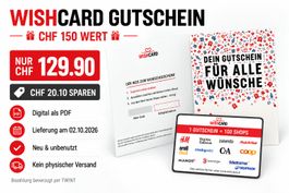 WISHCARD Gutschein CHF 150 | Nur CHF 129.90 | Digital