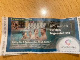 Aquabasilea 10% Rabatt auf Tageseintritt für 2 Personen