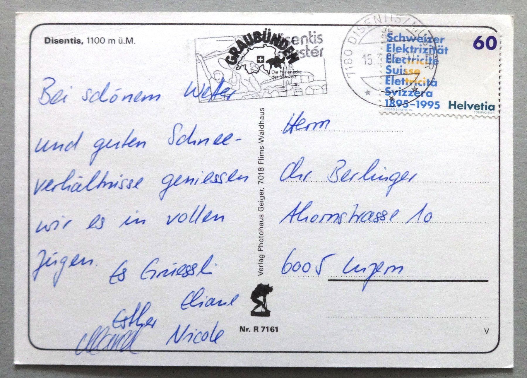 Cartes postales: Disentis, 1100 m ü.M. – D'occasion à Fétigny par Billy2miny 1