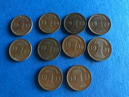 Münze Münzen 1 Rentenpfennig F Deutsches Reich 10 Stk
