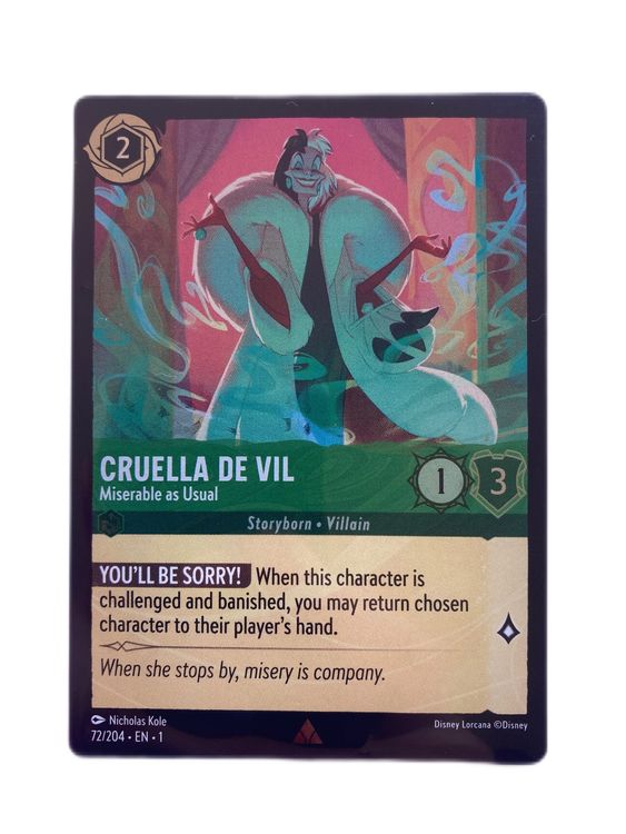 Lorcana Disney Cruella De Vil 72204 En Rare Foil Kaufen Auf Ricardo