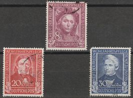 BRD 1950, Teilsatz Wohlfahrtsmarken, gestempelt