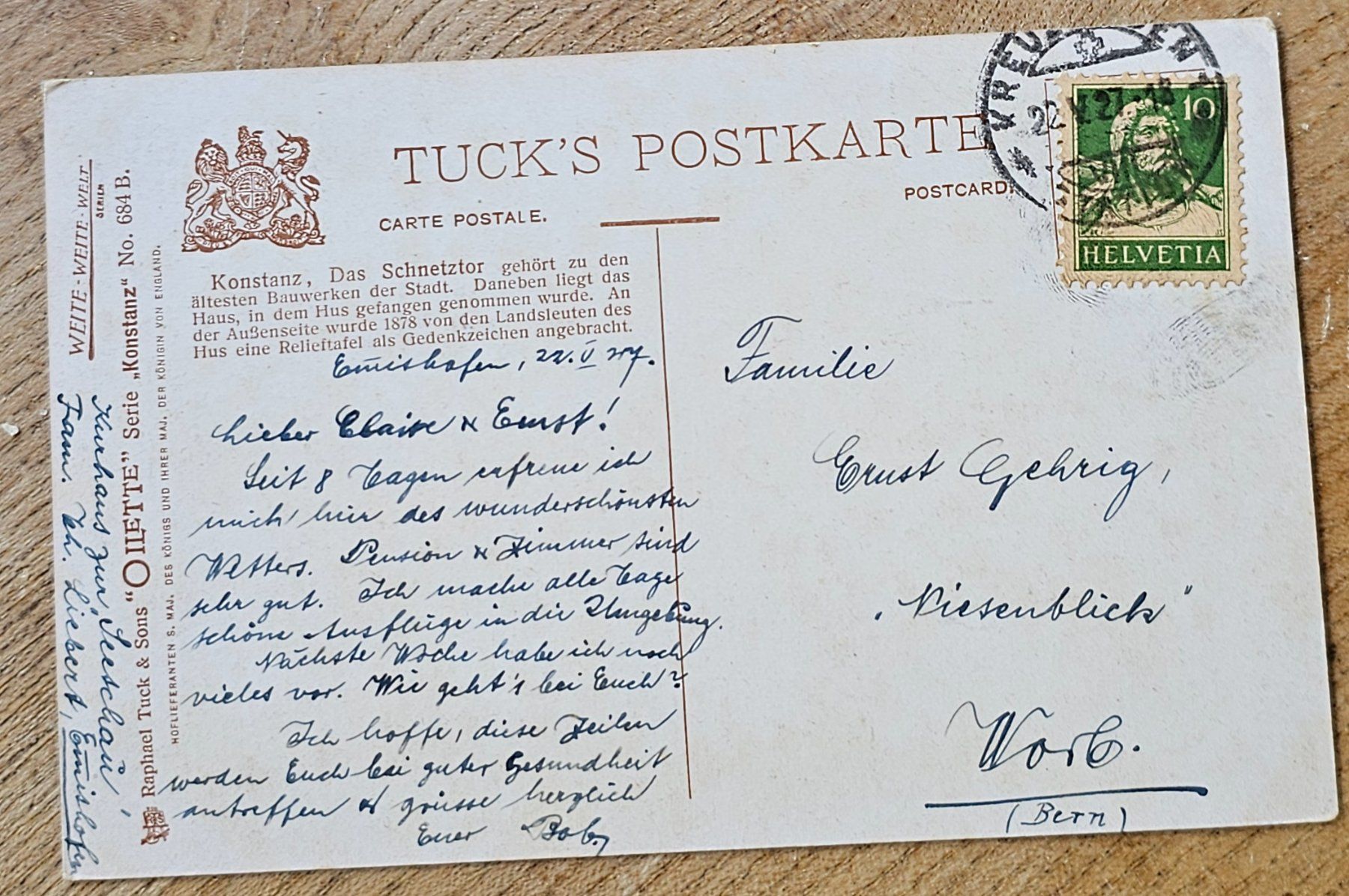 Cartoline postali: AK KONSTANZ das Schnetztor, 1927 – Usato da Les Valettes venduto da Nuba1 1