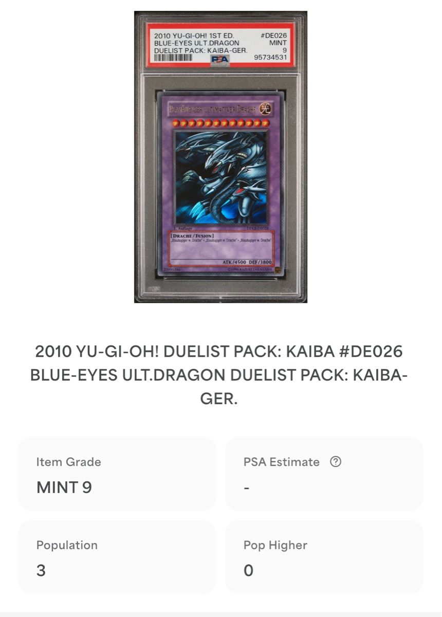 Yugioh Carte collezionabili: Yu-Gi-Oh! Blauer Ult. Drache, PSA 9 Mint - DPKB-DE026 – Nuovo (secondo la descrizione) da Buochs venduto da BitKaizer 2