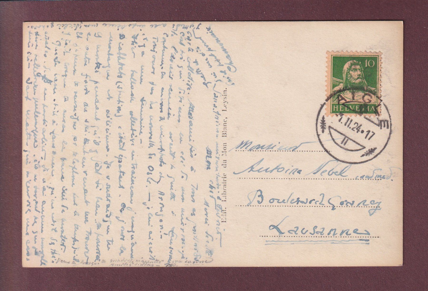 Cartoline postali: LEYSIN - Paysage d'hiver - 1924 – Usato da Pully venduto da nicecards 1