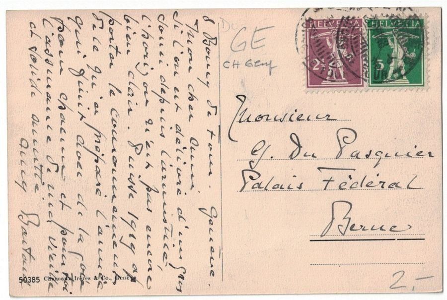 Cartoline postali: Genève, Bourg-de-Four, circulée 1918 – Usato da Frauenfeld venduto da POML 1