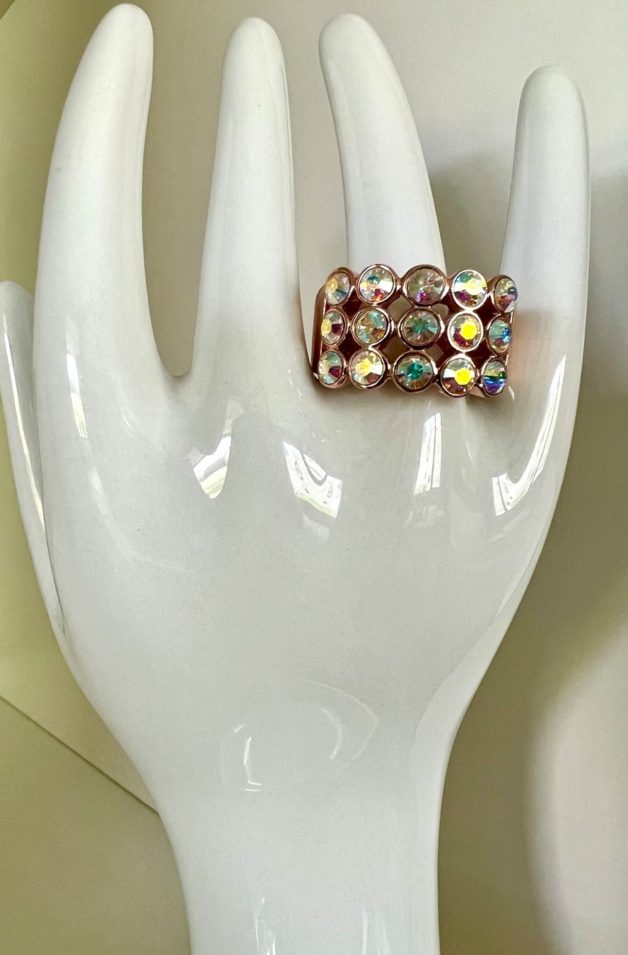 Anelli: Cocktail Ring roségold mit Aurora Borealis Kristallen – Usato da Ruswil venduto da artbyhand 8
