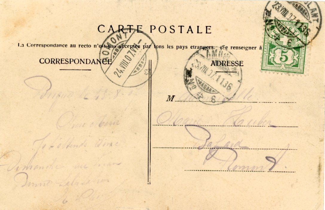 Cartoline postali: Fiesch   VS      um 1907 – Usato da Brig venduto da Valcards54 1