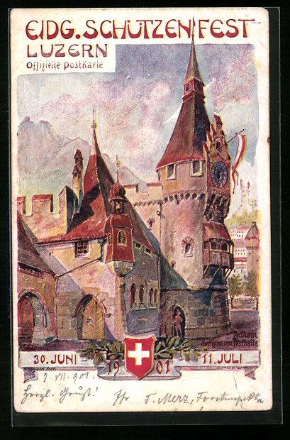 Cartoline postali: Luzern, Eidgenössisches Schützenfest J – Usato da Berlin venduto da bartko-reher