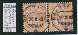 102x) Wertziffer Paar 57, Gute Erhaltung, SBK  960.--