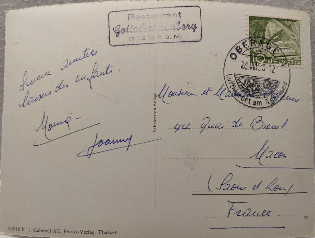 Cartes postales: GOTTSCHALKENBERG  -  Restaurant -  gegen  Glärnisch  -  1958 – D'occasion à Delémont par Domdom1 1