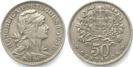 PORTUGAL 50 Centavos 1938 Ku-Ni RAR! ERHALTUNG! vz