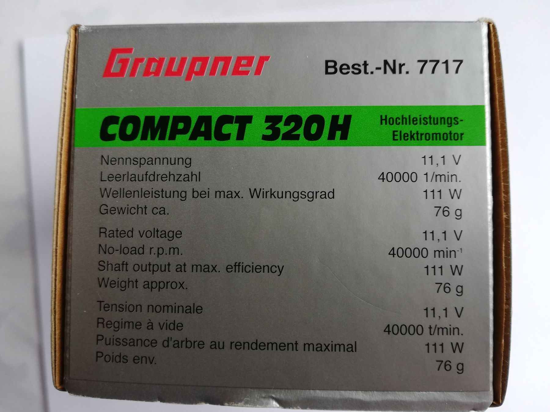 Graupner Modellismo RC: Graupner COMPACT 320H Brushless-Motor 11,1V – Nuovo e nell'imballaggio originale da Flüh venduto da AMS-Modellbau 1